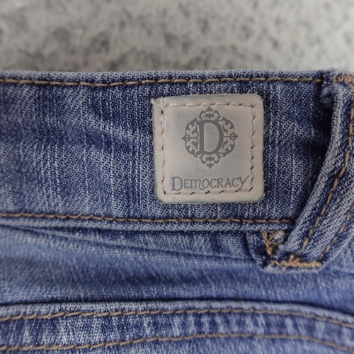 Democracy Jeans Womens 12 Blue Denim Girlfirend Distressed Floral Embroidered - Picture 12 of 14