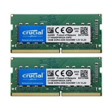 Crucial 32GB 2X 16GB DDR4 3200MHz PC4-25600 Laptop SODIMM Memory CT16G4SFS832A