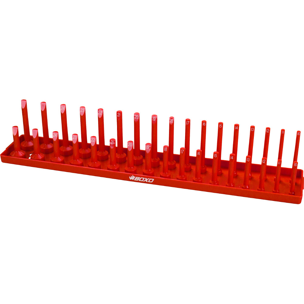 1/2? Drive Socket Holder Holds 34 Sockets Vertical with Size Numbers-Red BOXO