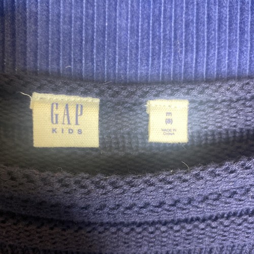 Gap Kids Sweater Girls Medium Long Sleeve Navy Blue Side Lace Up Tie Size 8 - Picture 2 of 4