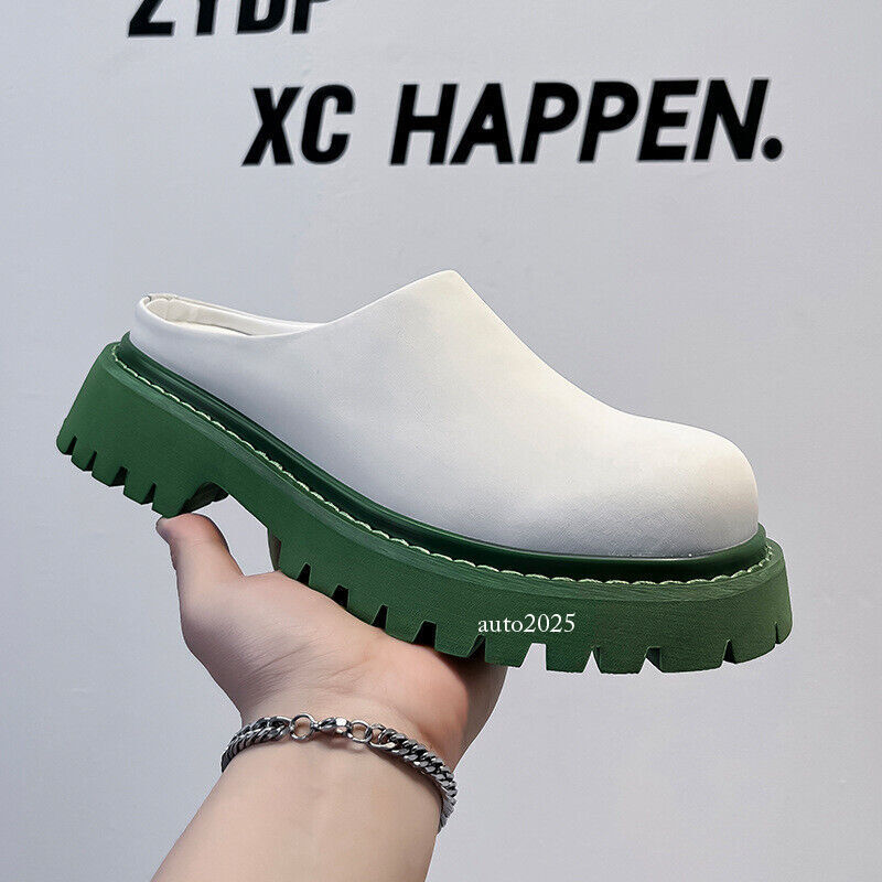 SAOLA Pantofole casual moda uomo punta tonda suola pulcino slingback ecopelle mules