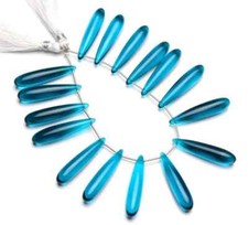 10 Pcs Hydro Teal Blue Tear Drop Beads Smooth Briolette Jewelry Making 30x7MM