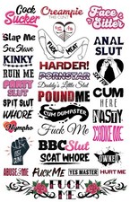 33 Temporary Tattoos Sheet Adult BDSM Cuckold Hotwife Swingers Kinky Naughty Sex