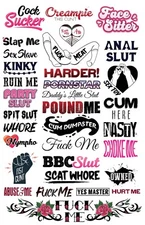 33 Temporary Tattoos Sheet Adult BDSM Cuckold Hotwife Swingers Kinky Naughty Sex