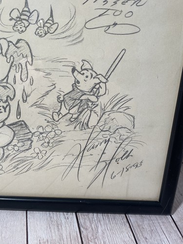 Walt Disney Harry Holt Wine The Pooh & Tigger Sketch Print Hand Signed 1993 12” - Picture 8 of 9