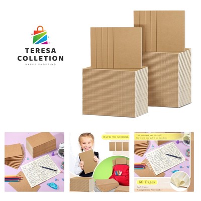 100 Pack A5 Kraft Notebooks 60 Pages Journals Notebooks Soft Cover Kraft Comp...