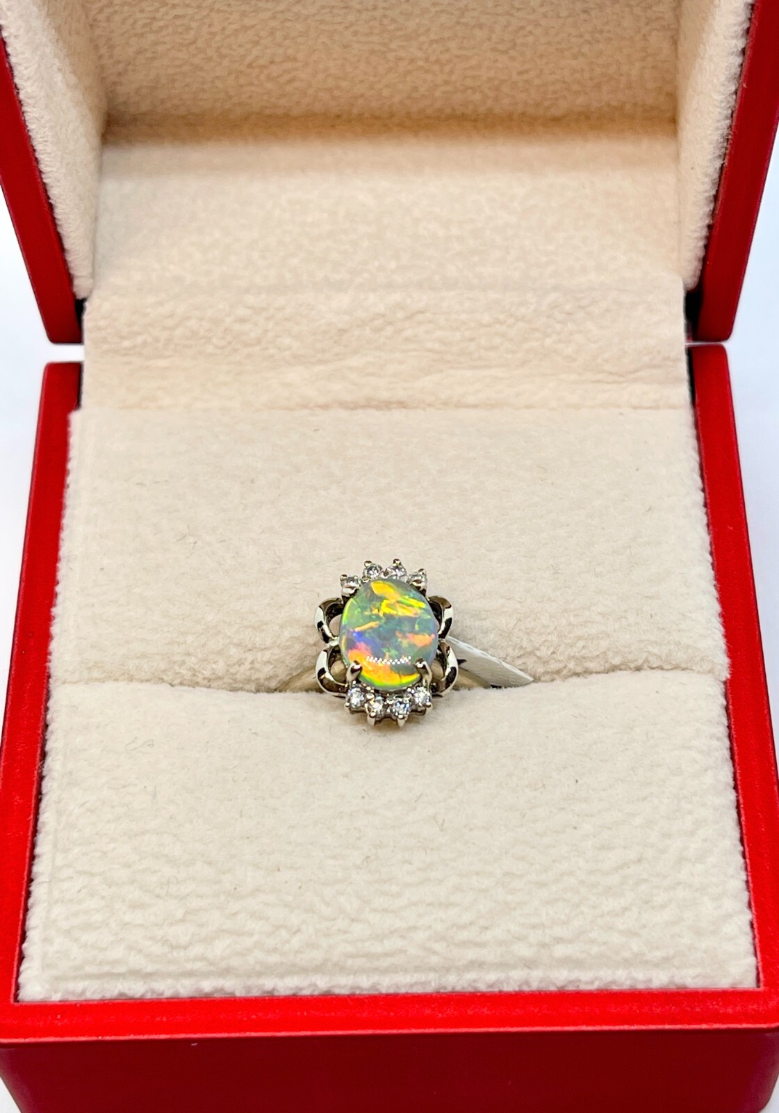 RARE HARLEQUIN PATTERN SOLID SEMI BLACK OPAL RING… - image 7
