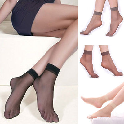 10 Pairs Womens Girls Ankle Short Socks Ultra-thin Elastic Silky Silk Stockings