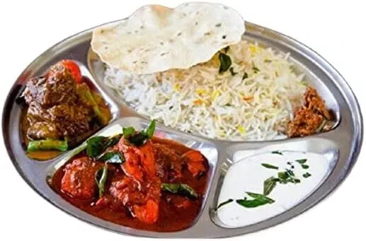 2 Pcs Round Stainless Steel Plate 4 Section/Compartment 12 in Apx. Dinner Plates - Image 2 of 4