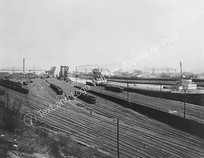 1941 Railroad Yard at a Dock, Ashtabula, Ohio Vintage Old Photo Reprint