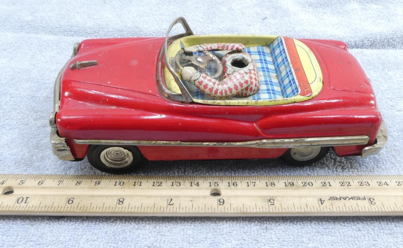 RARE Vintage Red Convertible Tin Friction Car Japan V-1959 Works !! | eBay