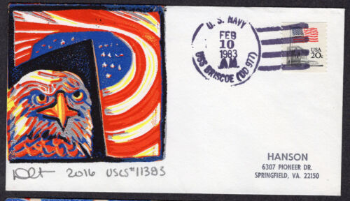 1983 USS Briscoe (DD-977) Curtis Colorful Stars & Eagle TAC Add-On Cachet MZ939 - Picture 1 of 1