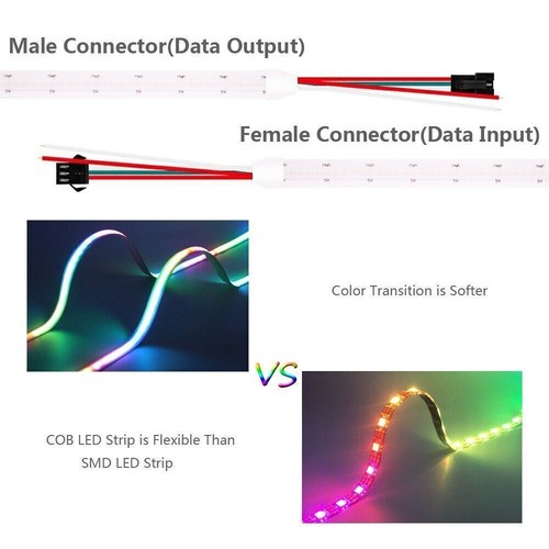 COB LED Strip Pixel Addressable RGBIC WS2811 12/24V Flexible 720LED/m tape lamp - Picture 6 of 12