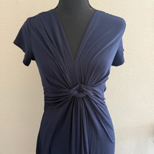 Seraphine Knot Front Maternity Classy Staple Career Office Navy Dress 4 - Picture 3 of 8