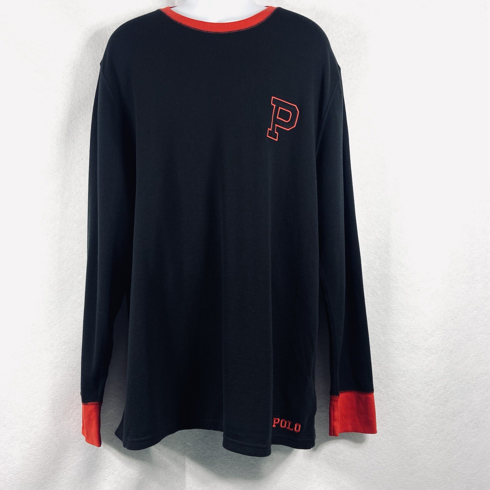Polo Ralph Lauren Thermal Shirt Mens 2XL Black Long Sleeve
