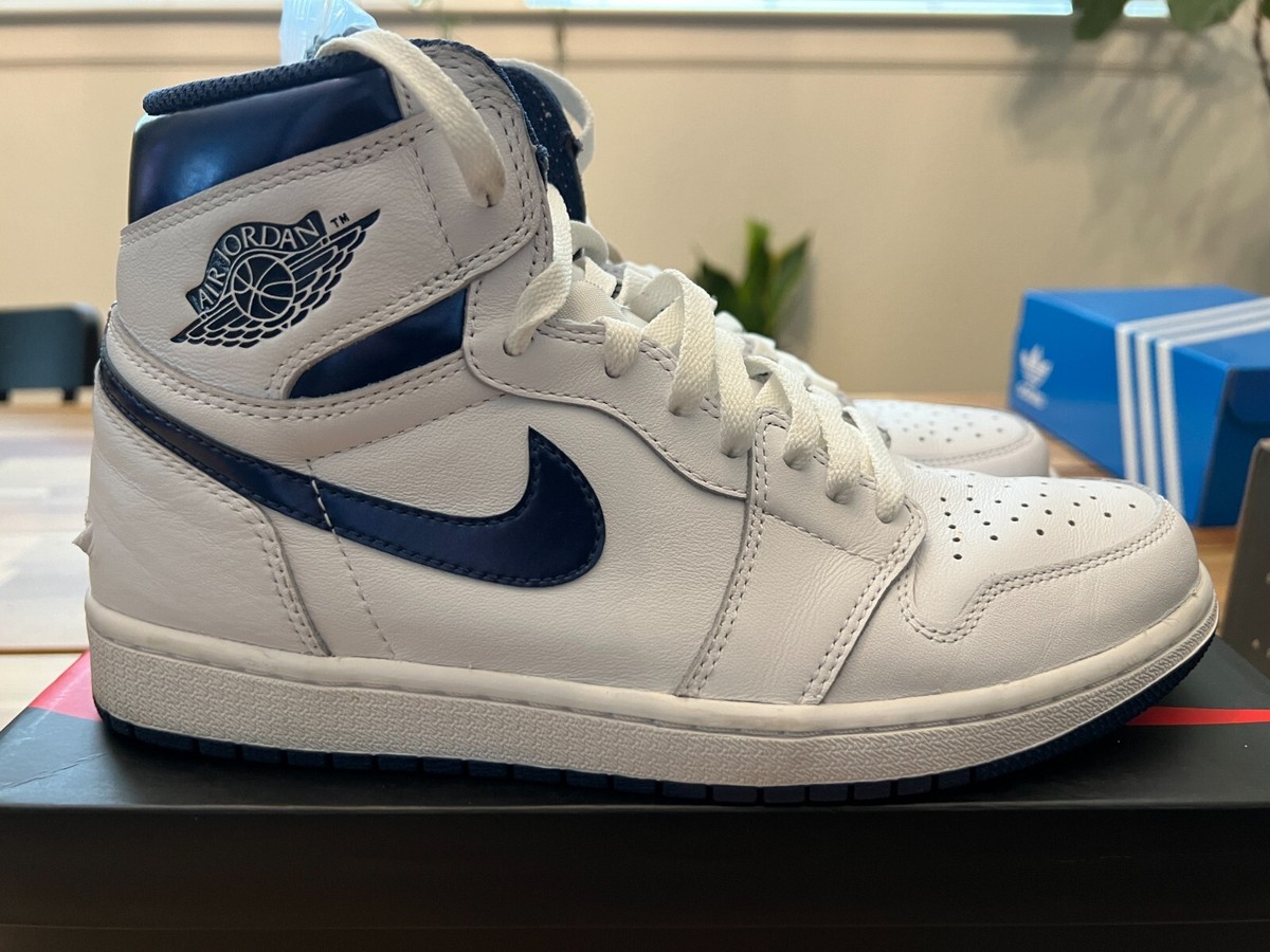 スニーカー NIKE Air Jordan 1 Retro High OG 'llic Navy' 2016 SS 16 Used 2016 Nike Air Jordan 1 Retro OG High Metallic Navy