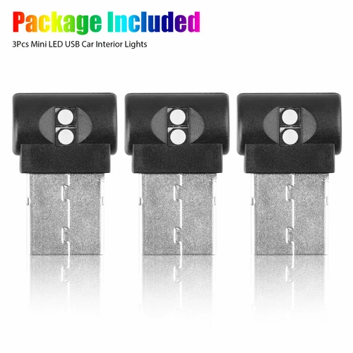 3x USB LED Car Neon Atmosphere Ambient Light Bulb Mini Lamp Interior Accessories - Picture 11 of 11