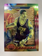 1993-94 Topps Finest Jay Humphries Autographed Card #67 Utah Jazz A-387