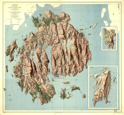 22'' x 24'' 1960 Map of Topographic map, Acadia National Park and vicinity