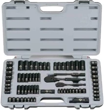 Stanley Mechanic Tool Set 69 Piece Black Chrome SAE Socket Ratchet Kit 14 38