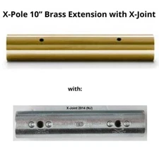 X-pole X-Pert Pro Extension for NX,PX Poles: 10-inch, 40mm - BRASS -WITH X-JOINT