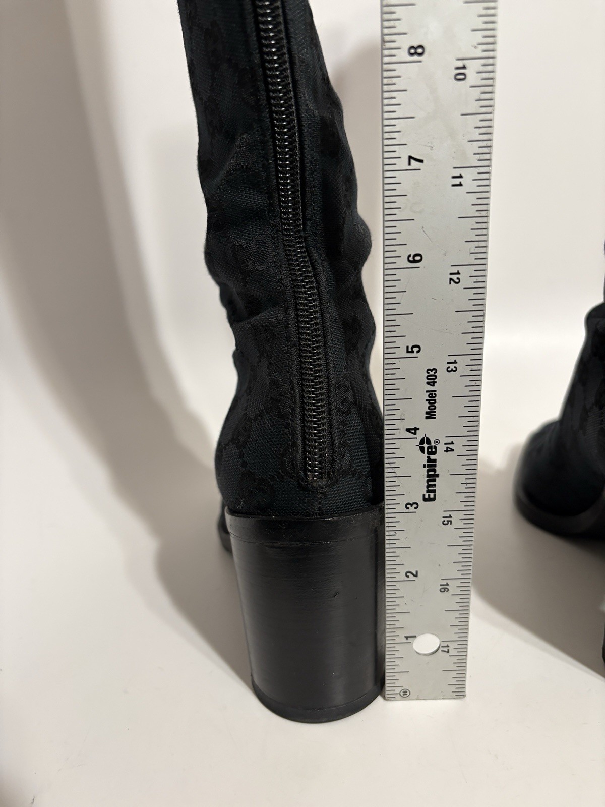 Vtg Gucci by Tom Ford Black Canvas Monogram Boots 37 thumbnail 9