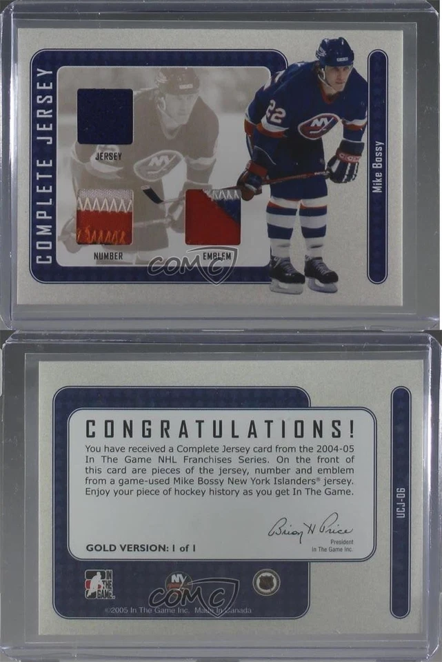 2004 ITG Franchises Update Edition Gold Jersey/Emblem/Number 1/1 Mike Bossy 0a4 - Image 3 of 3