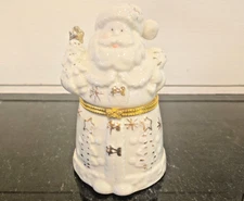 Vintage Santa Claus Hinged Jewelry Trinket Box Christmas Collectible gift gold