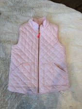Crewcuts J. Crew Sz 10 Pink Lightweight Vest Quilted Stitches Full Zip