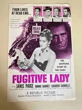 Fugitive Lady Pressbook 1950 Janis Paige, Binnie Barnes, film noir!