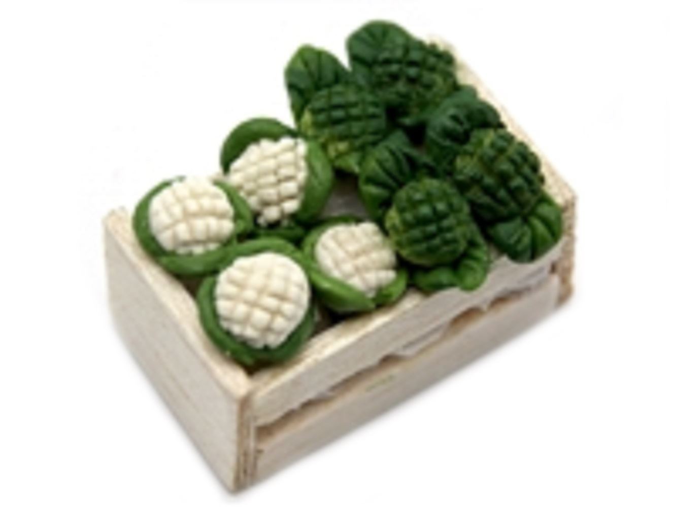 Dolls House Box Crate of Broccoli & Cauliflower Greengrocers Shop Accessory