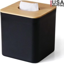 Stylish Bamboo Tissue Box Cover Square Holder Bathroom Kitchen Home Decor New