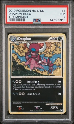 2010 POKEMON HEARTGOLD & SOULSILVER TRIUMPHANT #4 DRAPION-HOLO PSA 7