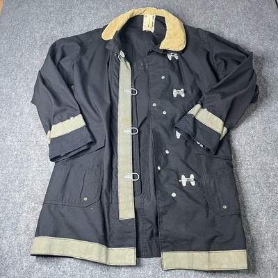 Vtg Fireman Jacket Fire Fighter Overcoat Workwear Chore Coat Fyrepel Damaged