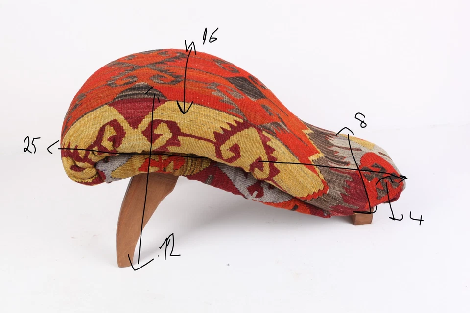 Banco de acento tapizado Anatolian Kilim - Decoración del hogar bohemia, envío gratuito Foto 3 de 4