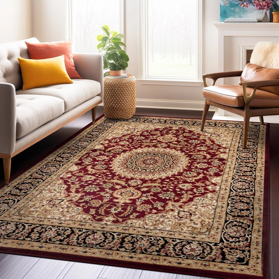 Large Traditional 8x10 Living Room Rugs Oriental Medallion Area Rug 5x7 Carpet - Image 3 of 4