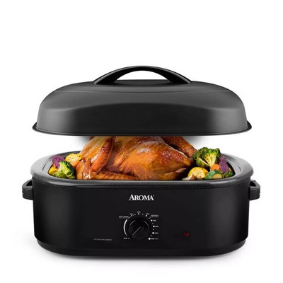 Electric Roaster Oven 18Qt High Dome Granite Enamel Temperature Control Kitchen