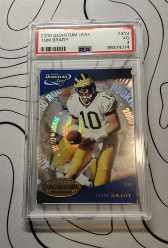 2000 Quantum Leaf TOM BRADY Rookie Card Donruss RC PSA 3 Patriots
