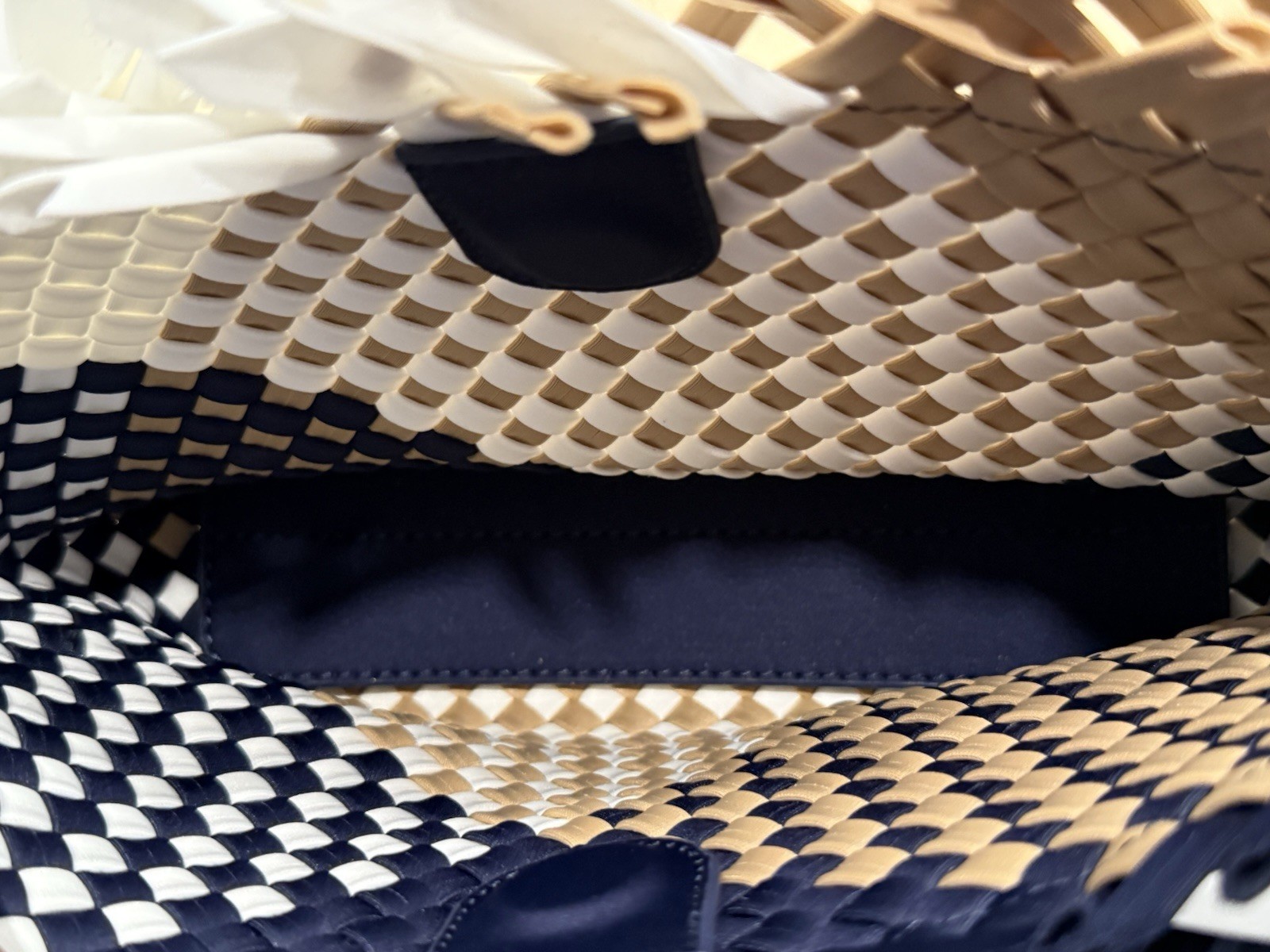 Naghedi Havana Clutch Women's Navy, Tan And White