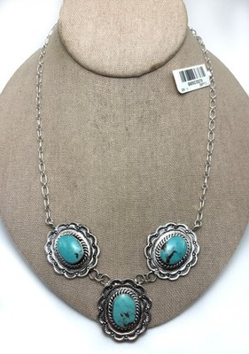 Chaco Canyon Sterlingsilber Campitos Türkis 3 Steine Halskette - Neu mit Etikett