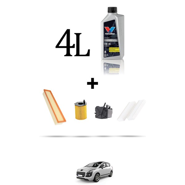 Hoffcar Wartungsset 4 Filter Und 4L ÖL FüR Peugeot 3008 1.6 Hdi 80KW Ab 2009-image