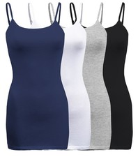 Women's Cotton Camisole 4 Pack Adjustable Spaghetti Straps - Casual Tank Top