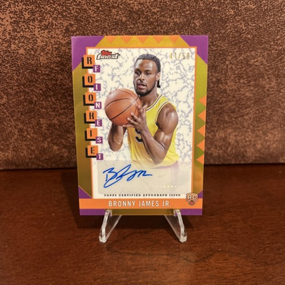 #ad 2024 25 Topps Finest Rookie Finest Auto Bronny James Jr. Gold Refractor 50 $70.00
