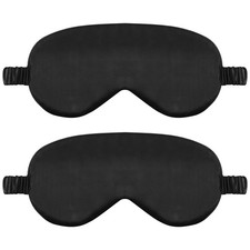 2 Pack Sleep Mask Silk Eye Cover for 1 Count Pack of 2 , Black