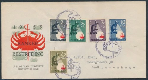 LS74654 Netherlands 1955 cancer research FDC used