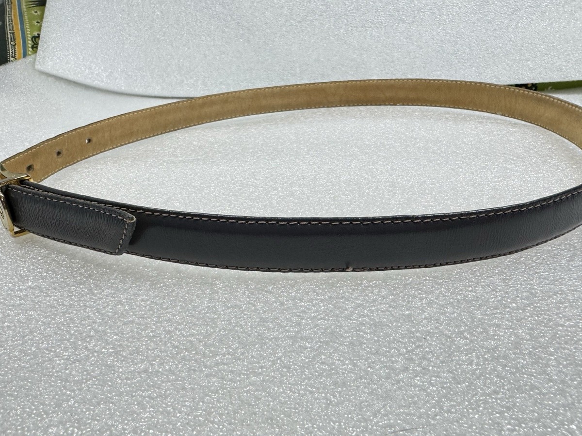 ✨ Vintage 80s Christian Dior Grey Leather Skinny Belt Gold Logo Buckle L Auth Vintage Christian Dior Womens Belt XS Gray Gold Oval Buckle  main image 2
