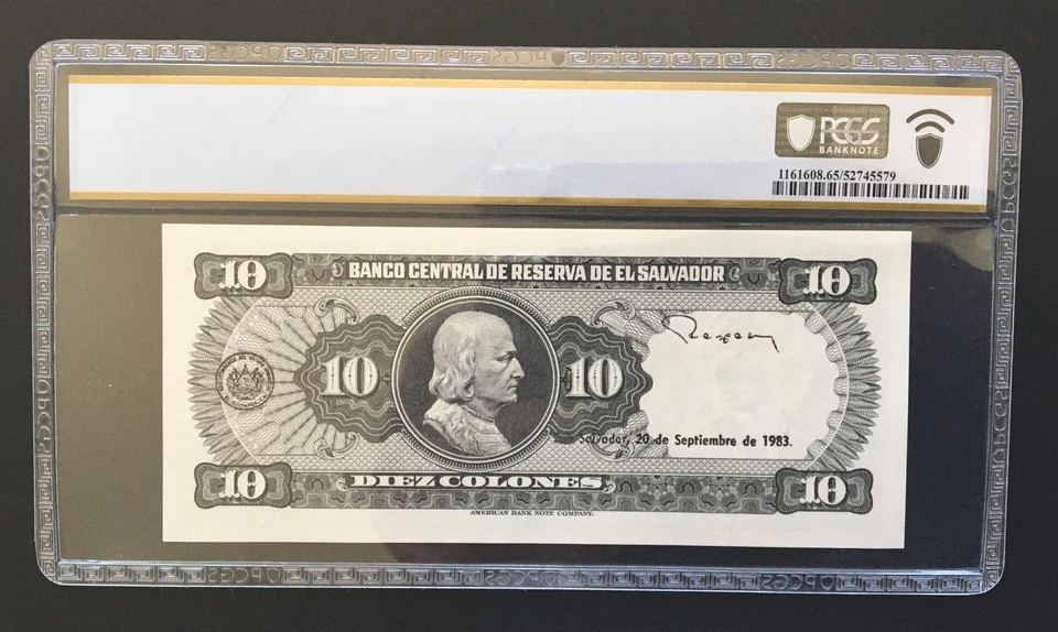 1983 10 Colones El Salvador Pcgs 65 POQ UNC. - Image 2 of 2