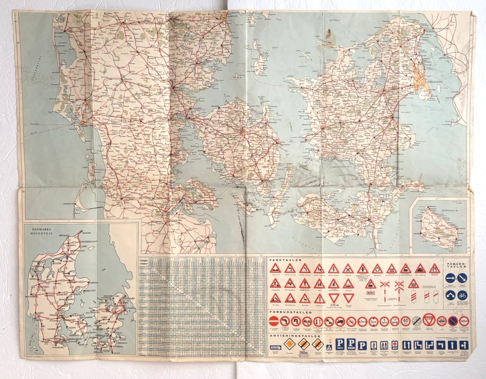 Vintage 1950s BP Oil Denmark Road Map In Danish - Image 3 of 4