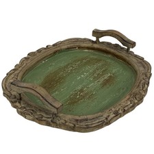 Hand Carved Serving Tray Charcuterie Board with Handles 17 Inches
