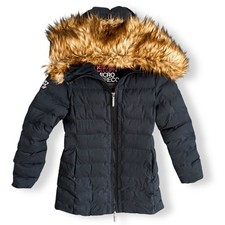 Ladies Superdry Padded Coat S Dry Elite Faux Fur Trim Hooded Parka Jacket Size 8